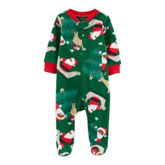 Carter’s Baby Christmas 2 Way Zip-Up Fleece Sleep and Play Size 3 Months NWT - Picture 9 of 9